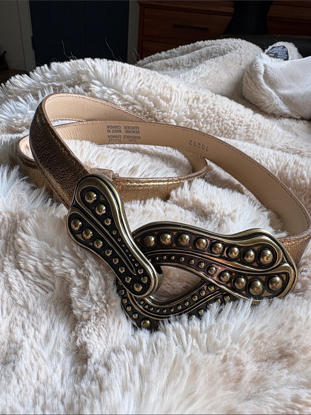 Metallic Gold Women's Studded Fashion Belt
